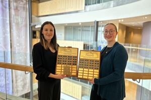 Photo: Congratulations to undergraduate students Rachel Wood and Zoe Gubinczki for their award winning 4th year research projects!