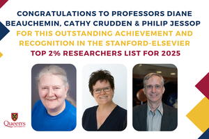 Photo: Professors Beauchemin, Crudden, and Jessop Named to Stanford-Elsevier Top 2% Researchers List for 2025