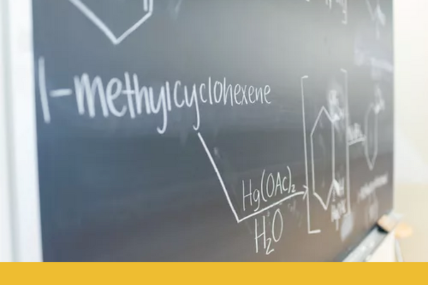 Chemistry lesson written on a chalkboard