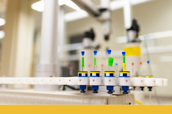Chemistry test samples labeled and numbered from 27 to 30 