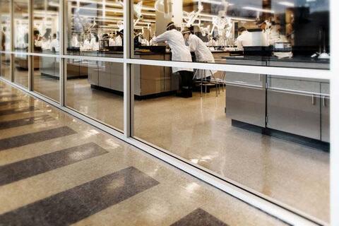 Chernoff Hall undergraduate lab viewed from hallway