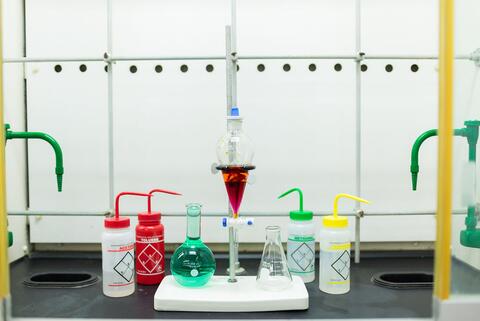 Chemistry supplies being used in an experiment